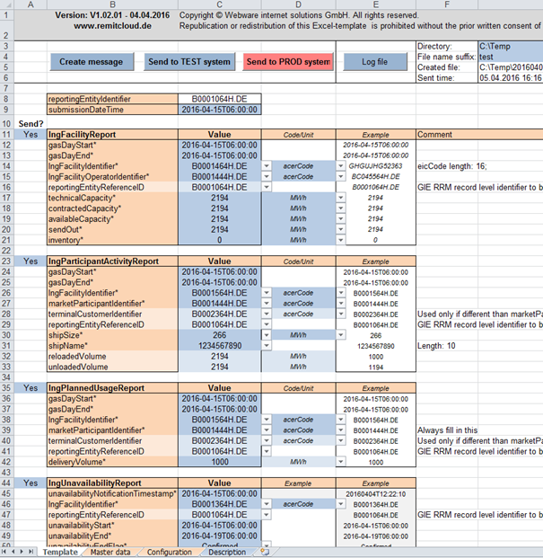 LNG Excel Template